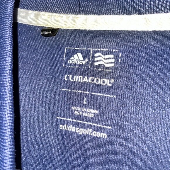 Adidas Golf Navy ClimaCool Polo Shirt With Hexagon Pattern Mens Size L - Picture 4 of 5